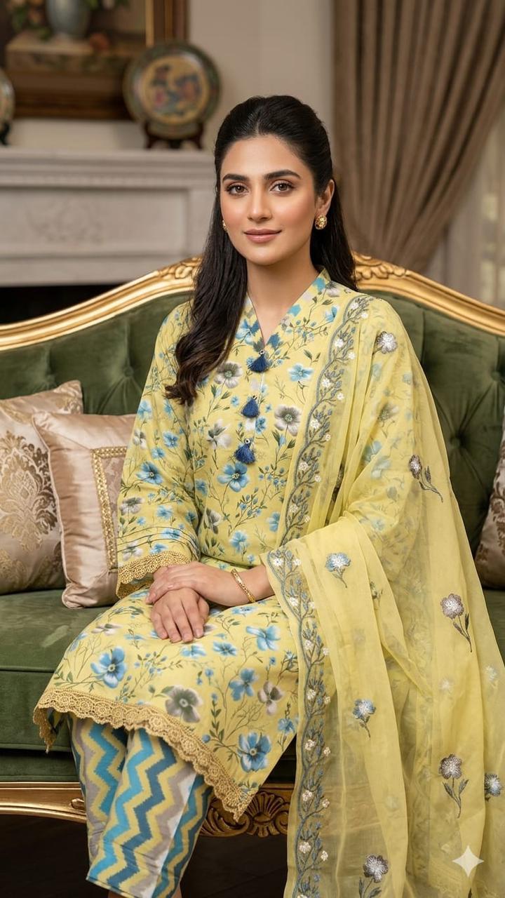 Flora D’or | Premium 3-Piece Lawn Suit