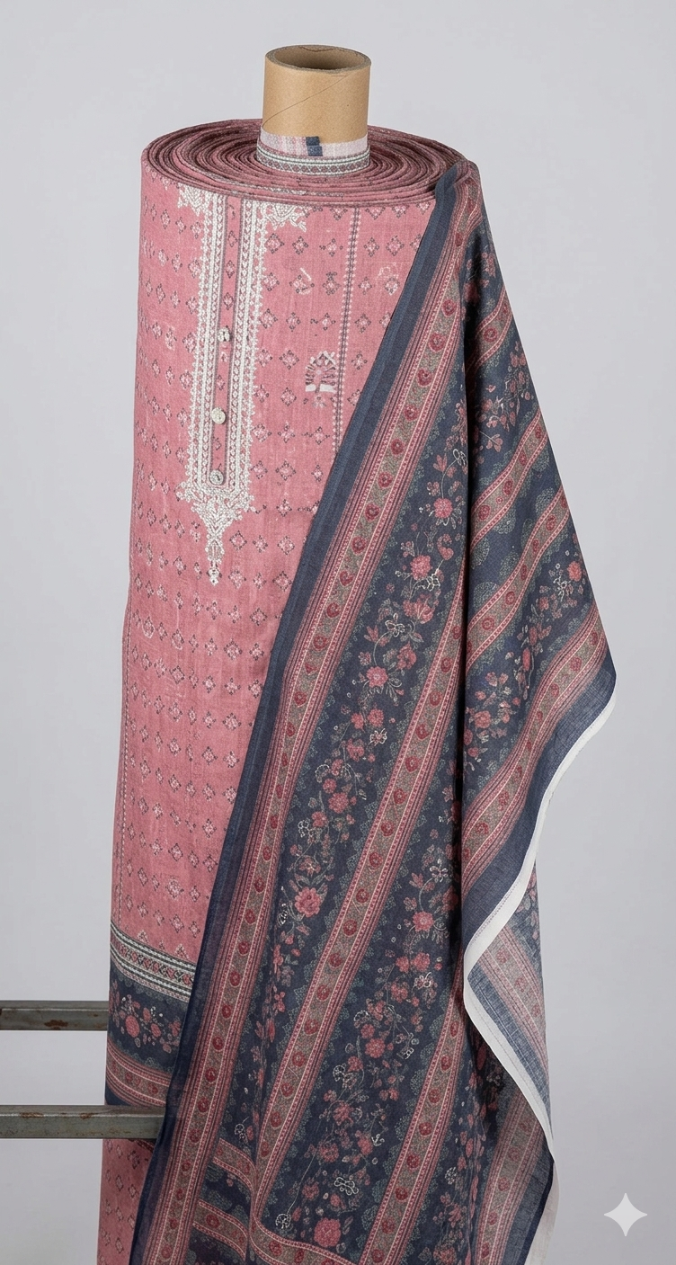 Blush Veil Unstitched 3PC